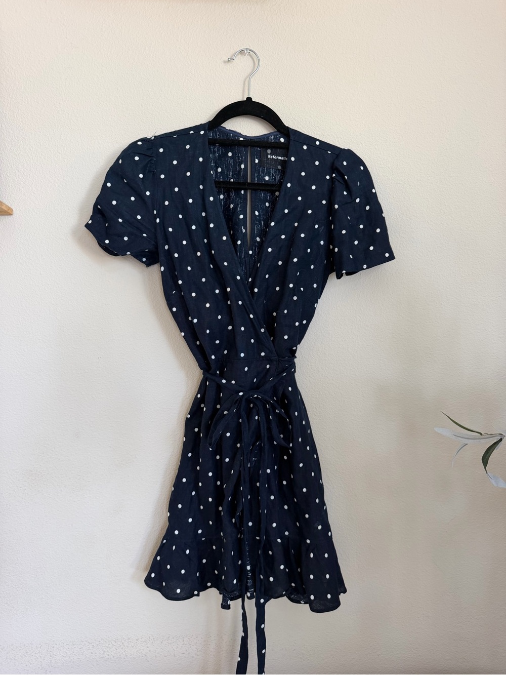 Reformation Women's Polka Dot Wrap Mini Dress